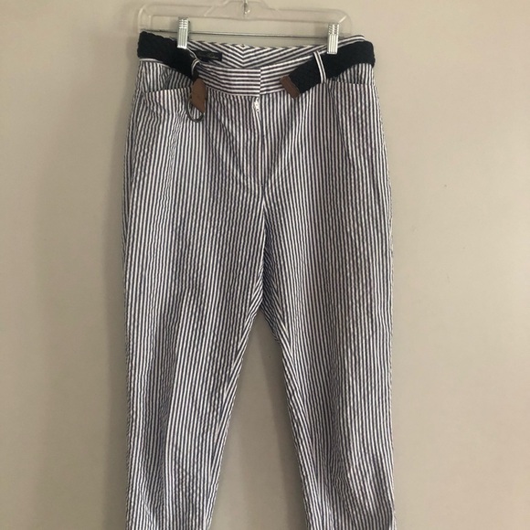 Brooks Brothers 100% Cotton Pin Striped High Rise Barrel Trousers Size 8 - Picture 5 of 13